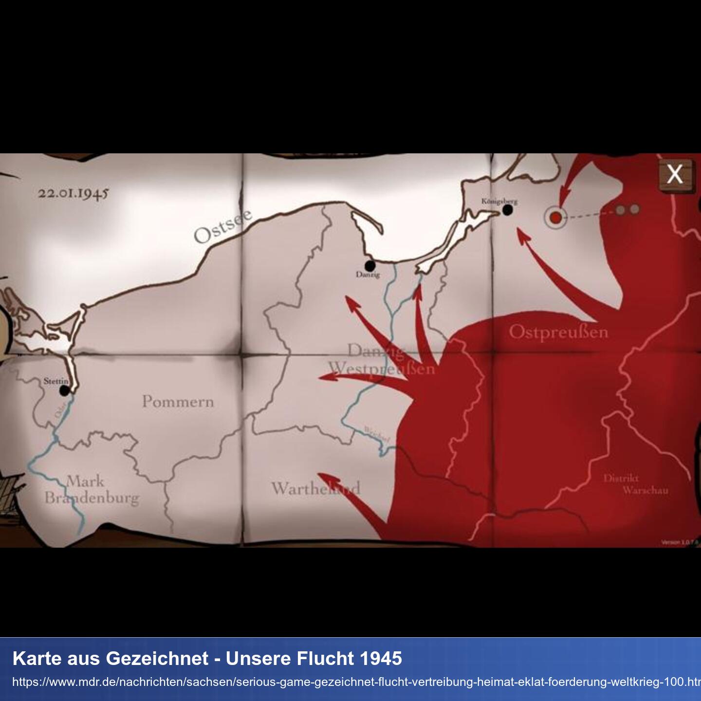 Ingame Karte vom damaligen Deutschland und Russland in rot welches mit Pfeilen in Richtung Deutschland zeigt.